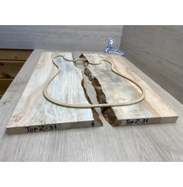 Клён Американский Волнистый заготовка на топ под заливку Смешанный АА Волна АА 21.5х390-340х590 мм - 2шт-4