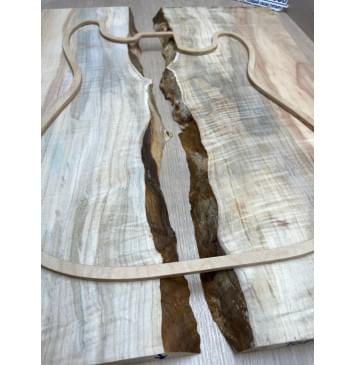 Клён Американский Волнистый заготовка на топ под заливку Смешанный АА Волна АА 21.5х390-340х590 мм - 2шт-5