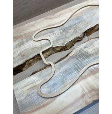 Клён Американский Волнистый заготовка на топ под заливку Смешанный АА Волна АА 21.5х390-340х590 мм - 2шт-6