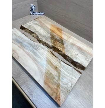 Клён Американский Волнистый заготовка на топ под заливку Смешанный АА Волна АА 21.5х390-340х590 мм - 2шт-8