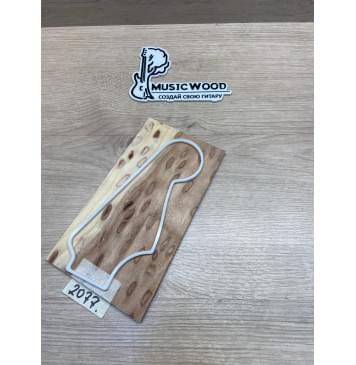 Карагач "Птичий Глаз" заготовка накладки на головку грифа Смешанный ААА Кап ААА 5,5х118-108х200 мм-0