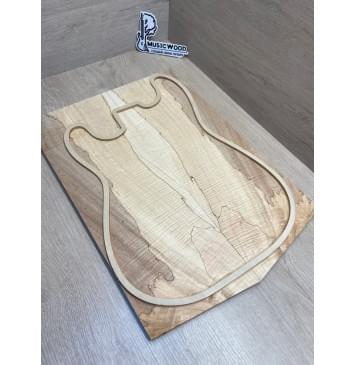 Клён Американский Spalted Волнистый заготовка на тор Смешанный АА Волна ААА 12х175х500-465 мм, 2 шт, книжкой (УЦЕНКА - гнилостные поражения древесины, под стабилизацию или работу с порозаполнителями)-0