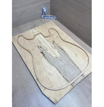 Клён Американский Spalted Волнистый заготовка на тор Смешанный ААА Волна АА 10х179х505 мм, 2 шт, книжкой (УЦЕНКА - гнилостные поражения древесины, под стабилизацию или работу с порозаполнителями)-0