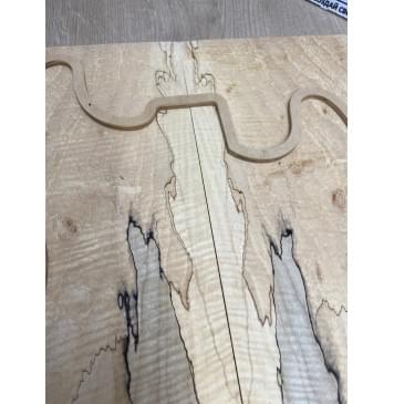 Клён Американский Spalted Волнистый заготовка на тор Смешанный ААА Волна АА 10х179х505 мм, 2 шт, книжкой (УЦЕНКА - гнилостные поражения древесины, под стабилизацию или работу с порозаполнителями)-1