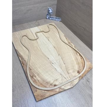 Клён Американский Spalted Волнистый заготовка на тор Смешанный АА Волна ААА 12х175х500-465 мм, 2 шт, книжкой (УЦЕНКА - гнилостные поражения древесины, под стабилизацию или работу с порозаполнителями)-0