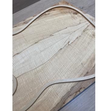 Клён Американский Spalted Волнистый заготовка на тор Смешанный АА Волна ААА 12х175х500-465 мм, 2 шт, книжкой (УЦЕНКА - гнилостные поражения древесины, под стабилизацию или работу с порозаполнителями)-12