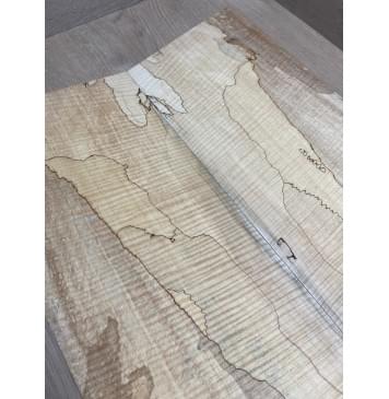 Клён Американский Spalted Волнистый заготовка на тор Смешанный АА Волна ААА 10х178х535-500 мм, 2 шт, книжкой (УЦЕНКА - гнилостные поражения древесины, под стабилизацию или работу с порозаполнителями)-9