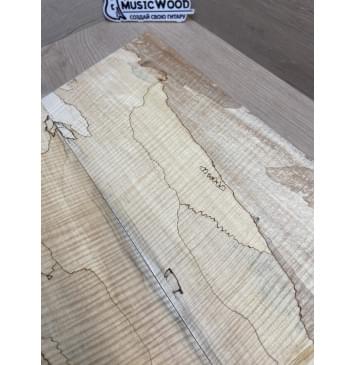 Клён Американский Spalted Волнистый заготовка на тор Смешанный АА Волна ААА 10х178х535-500 мм, 2 шт, книжкой (УЦЕНКА - гнилостные поражения древесины, под стабилизацию или работу с порозаполнителями)-12