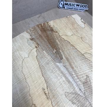 Клён Американский Spalted Волнистый заготовка на тор Смешанный АА Волна ААА 10х178х535-500 мм, 2 шт, книжкой (УЦЕНКА - гнилостные поражения древесины, под стабилизацию или работу с порозаполнителями)-1