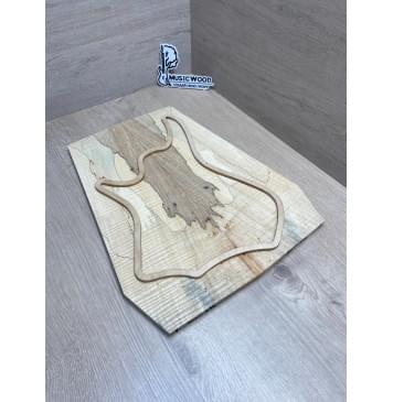 Клён Американский Spalted Волнистый заготовка на тор Тревел гитары Смешанный АА Волна ААА 10х162-140-115х420-405 мм, 2 шт, книжкой (УЦЕНКА - гнилостные поражения древесины, под стабилизацию или работу с порозаполнителями)-0