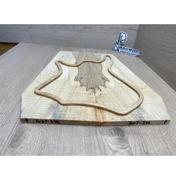 Клён Американский Spalted Волнистый заготовка на тор Тревел гитары Смешанный АА Волна ААА 10х162-140-115х420-405 мм, 2 шт, книжкой (УЦЕНКА - гнилостные поражения древесины, под стабилизацию или работу с порозаполнителями)-1