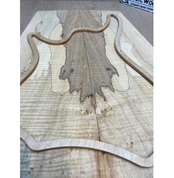 Клён Американский Spalted Волнистый заготовка на тор Тревел гитары Смешанный АА Волна ААА 10х162-140-115х420-405 мм, 2 шт, книжкой (УЦЕНКА - гнилостные поражения древесины, под стабилизацию или работу с порозаполнителями)-2