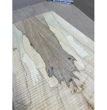 Клён Американский Spalted Волнистый заготовка на тор Тревел гитары Смешанный АА Волна ААА 10х162-140-115х420-405 мм, 2 шт, книжкой (УЦЕНКА - гнилостные поражения древесины, под стабилизацию или работу с порозаполнителями)-5
