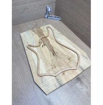 Клён Американский Spalted Волнистый заготовка на тор Тревел гитары Смешанный АА Волна ААА 10х162-140-115х420-405 мм, 2 шт, книжкой (УЦЕНКА - гнилостные поражения древесины, под стабилизацию или работу с порозаполнителями)-0