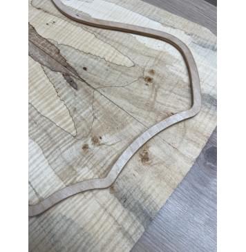 Клён Американский Spalted Волнистый заготовка на тор Тревел гитары Смешанный АА Волна ААА 10х162-140-115х420-405 мм, 2 шт, книжкой (УЦЕНКА - гнилостные поражения древесины, под стабилизацию или работу с порозаполнителями)-1