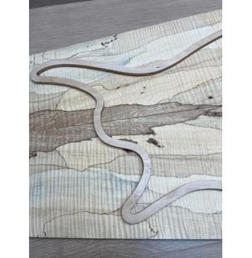 Клён Американский Spalted Волнистый заготовка на тор Тревел гитары Смешанный АА Волна ААА 10х162-140-115х420-405 мм, 2 шт, книжкой (УЦЕНКА - гнилостные поражения древесины, под стабилизацию или работу с порозаполнителями)-2