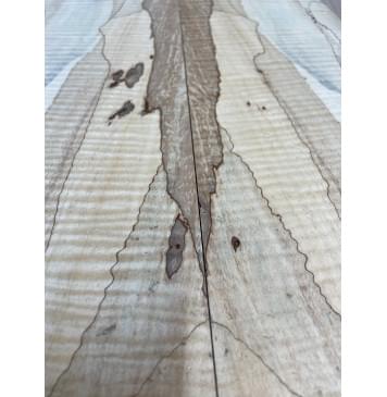 Клён Американский Spalted Волнистый заготовка на тор Тревел гитары Смешанный АА Волна ААА 10х162-140-115х420-405 мм, 2 шт, книжкой (УЦЕНКА - гнилостные поражения древесины, под стабилизацию или работу с порозаполнителями)-4