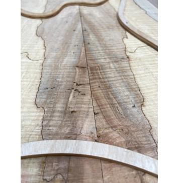 Клён Американский Spalted Волнистый заготовка на тор Тревел гитары Смешанный АА Волна ААА 11х160-137-130х430 мм, 2 шт, книжкой (УЦЕНКА - гнилостные поражения древесины, под стабилизацию или работу с порозаполнителями)-2