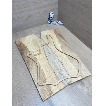 Клён Американский Spalted Волнистый заготовка на тор Тревел гитары Смешанный АА Волна ААА 11х160-137-130х430 мм, 2 шт, книжкой (УЦЕНКА - гнилостные поражения древесины, под стабилизацию или работу с порозаполнителями)-0