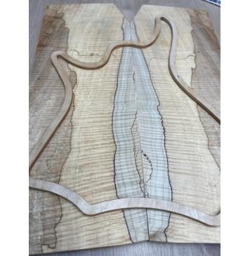 Клён Американский Spalted Волнистый заготовка на тор Тревел гитары Смешанный АА Волна ААА 11х160-137-130х430 мм, 2 шт, книжкой (УЦЕНКА - гнилостные поражения древесины, под стабилизацию или работу с порозаполнителями)-3