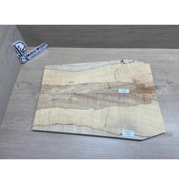 Клён Американский Spalted Волнистый заготовка на тор Тревел гитары Смешанный АА Волна ААА 11х160-137-130х430 мм, 2 шт, книжкой (УЦЕНКА - гнилостные поражения древесины, под стабилизацию или работу с порозаполнителями)-4