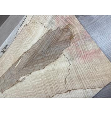 Клён Американский Spalted Волнистый заготовка на тор Тревел гитары Смешанный АА Волна ААА 11х160-137-130х430 мм, 2 шт, книжкой (УЦЕНКА - гнилостные поражения древесины, под стабилизацию или работу с порозаполнителями)-8