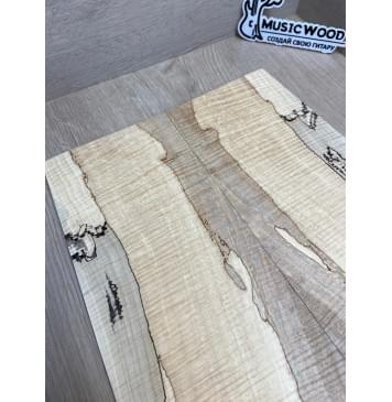 Клён Американский Spalted Волнистый заготовка на тор Тревел гитары Смешанный АА Волна ААА 11х160-137-130х430 мм, 2 шт, книжкой (УЦЕНКА - гнилостные поражения древесины, под стабилизацию или работу с порозаполнителями)-9
