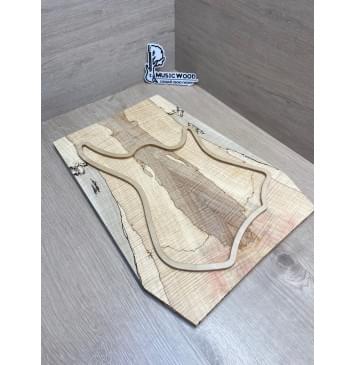 Клён Американский Spalted Волнистый заготовка на тор Тревел гитары Смешанный АА Волна ААА 11х160-137-130х430 мм, 2 шт, книжкой (УЦЕНКА - гнилостные поражения древесины, под стабилизацию или работу с порозаполнителями)-11