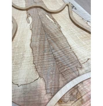 Клён Американский Spalted Волнистый заготовка на тор Тревел гитары Смешанный АА Волна ААА 11х160-137-130х430 мм, 2 шт, книжкой (УЦЕНКА - гнилостные поражения древесины, под стабилизацию или работу с порозаполнителями)-2