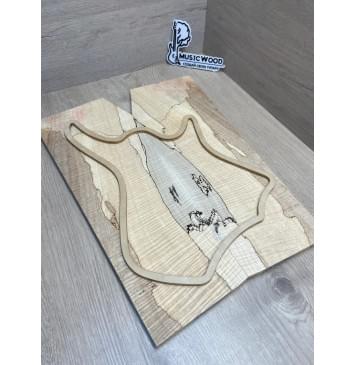 Клён Американский Spalted Волнистый заготовка на тор Тревел гитары Смешанный АА Волна ААА 11х160-137-130х430 мм, 2 шт, книжкой (УЦЕНКА - гнилостные поражения древесины, под стабилизацию или работу с порозаполнителями)-0