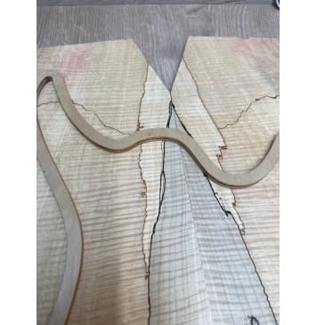 Клён Американский Spalted Волнистый заготовка на тор Тревел гитары Смешанный АА Волна ААА 11х160-137-130х430 мм, 2 шт, книжкой (УЦЕНКА - гнилостные поражения древесины, под стабилизацию или работу с порозаполнителями)-5