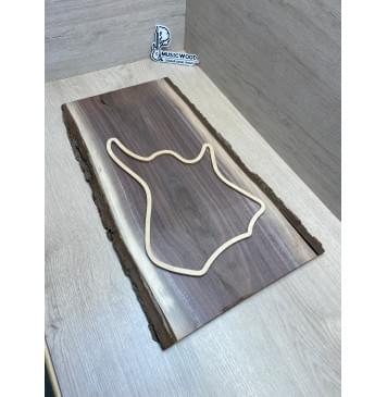 Орех Американский Заболонь заготовка топа для тревел гитары Тангент ААА 10х295-265х600 мм, живой край-0