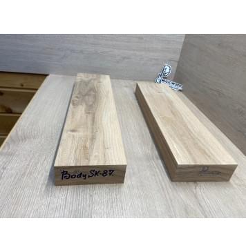 Ясень Дальневосточный Лёгкий заготовка корпуса гитары со сквозным грифом Тангент А 48х124х510-455 мм, 2 шт, 533 кг/м3 (уценка - сучки)-4