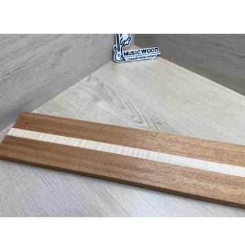 Махагон/Клен Белый Явор, Волнистый заготовка для переклеенного грифа электрогитары Радиал АА Волна ААА 22.5х(44.5-17-44.5)х725 мм - из 3х частей-2