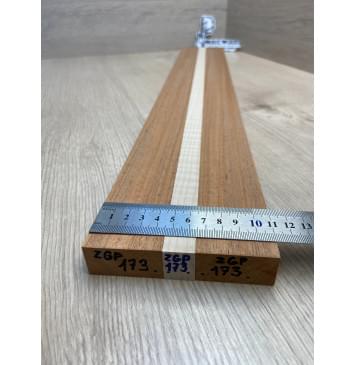 Махагон/Клен Белый Явор, Волнистый заготовка для переклеенного грифа электрогитары Радиал АА Волна ААА 22.5х(44.5-17-44.5)х725 мм - из 3х частей-5