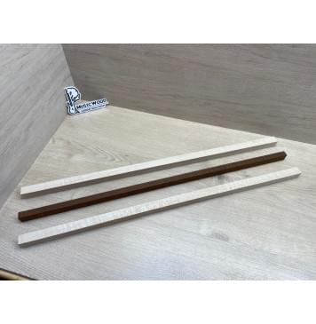 Клен Белый/Ясень Печёный Волнистый заготовка для переклеенного грифа электрогитары Радиал ААА 24х(21-15-21)х745 мм - из 3х частей-0