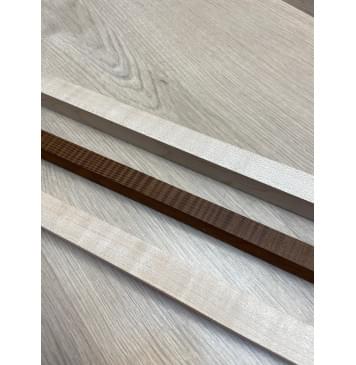 Клен Белый/Ясень Печёный Волнистый заготовка для переклеенного грифа электрогитары Радиал ААА 24х(21-15-21)х745 мм - из 3х частей-11