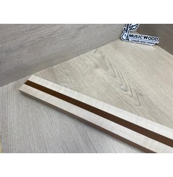 Клен Белый/Ясень Печёный Волнистый заготовка для переклеенного грифа электрогитары Радиал ААА 24х(22-15-22)х745 мм - из 3х частей-6