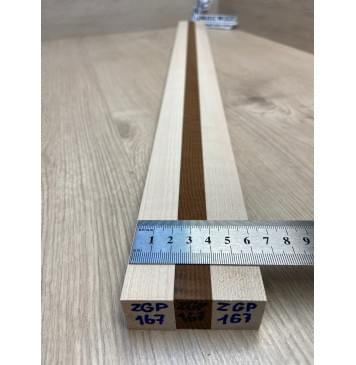 Клен Белый/Ясень Печёный Волнистый заготовка для переклеенного грифа электрогитары Радиал ААА 24х(22-15-22)х745 мм - из 3х частей-1