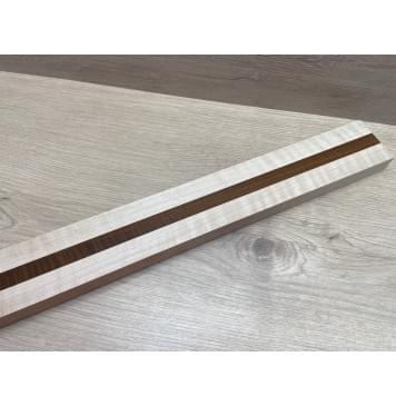 Клен Белый/Ясень Печёный Волнистый заготовка для переклеенного грифа электрогитары Радиал ААА 24х(22-15-22)х745 мм - из 3х частей-11