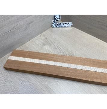 Махагон/Клен Белый Явор, Волнистый заготовка для переклеенного грифа электрогитары Радиал АА Волна ААА 28х(40-17-40)х658 мм - из 3х частей-3