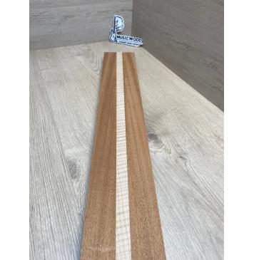 Махагон/Клен Белый Явор, Волнистый заготовка для переклеенного грифа электрогитары Радиал АА Волна ААА 28х(40-17-40)х658 мм - из 3х частей-6