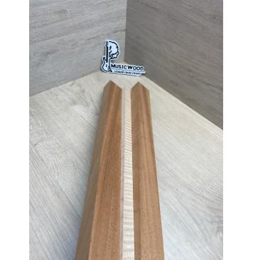 Махагон/Клен Белый Явор, Волнистый заготовка для переклеенного грифа электрогитары Радиал АА Волна ААА 28х(40-17-40)х658 мм - из 3х частей-7