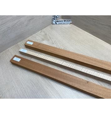 Махагон/Клен Белый Явор, Волнистый заготовка для переклеенного грифа электрогитары Радиал АА Волна ААА 28х(40-17-40)х658 мм - из 3х частей-11