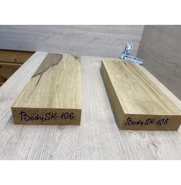 Корина Чёрная (Лимба-Офрам) заготовка корпуса гитары со сквозным грифом Смешанный АА 47х140х390-370 мм (2шт), 677 кг/м3 (Уценка-сучок,трещина) Корина Чёрная (Лимба-Офрам) заготовка корпуса гитары со сквозным грифом Смешанный АА 47х140х390-370 мм (2шт), 677 кг/м3 (Уценка-сучок,трещина)-1