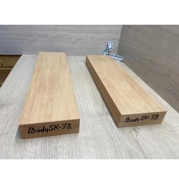 Ольха заготовка корпуса гитары со сквозным грифом Тангент ААА 45,5х130х510-470 мм,2 шт, 473 кг/м3-1