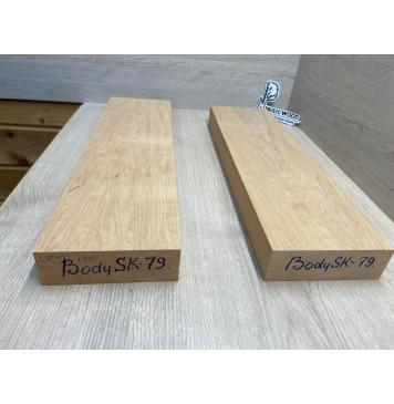 Ольха заготовка корпуса гитары со сквозным грифом Тангент ААА 47х142х530-510 мм,2 шт, 490 кг/м3-1