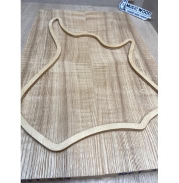 Ясень Дальневосточный Волнистый заготовка на топ для Тревел гитары Смешанный ААА Волна А, 601 кг/м3, 2 шт., книжкой-2