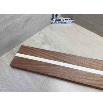 Сапели/Клён Белый Явор, Волнистый заготовка для переклеенного грифа безголовой гитары Радиал АА 25х(46-14-46)х580 мм (из 3х частей)-6
