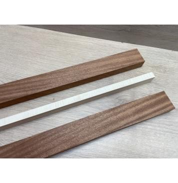 Сапели/Клён Белый Явор, Волнистый заготовка для переклеенного грифа безголовой гитары Радиал АА 25х(46-14-46)х580 мм (из 3х частей)-7